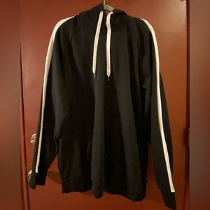 Men’s Black Hoodie with White Sleeve Stripes - No Boundaries, XL